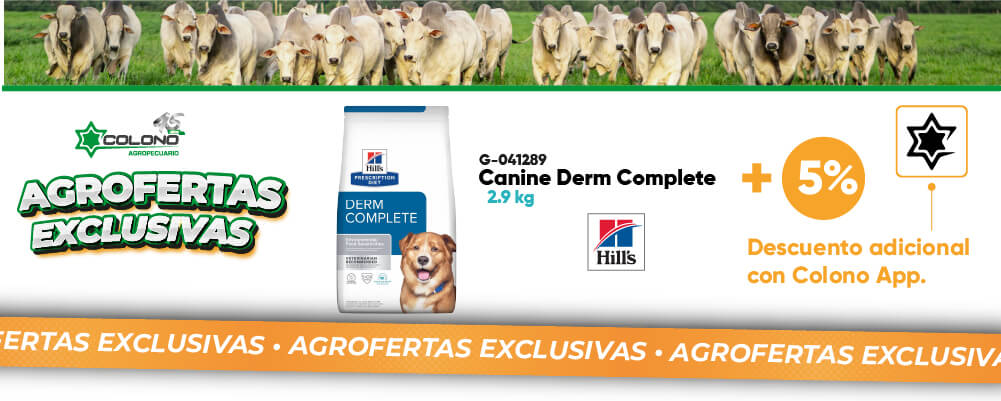 Descuento adicional del 5% con Colono App en Canine Derm Complete 2.9 kg
